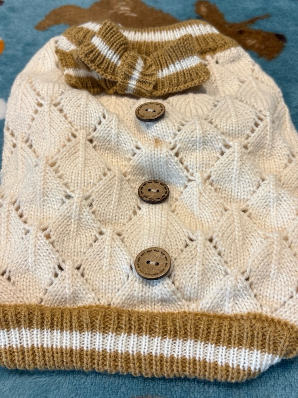 Cozy Cream & Tan Knit Cardigan for Small Pets
